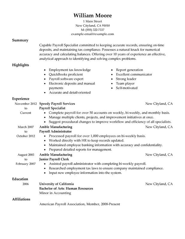 tax specialist resume