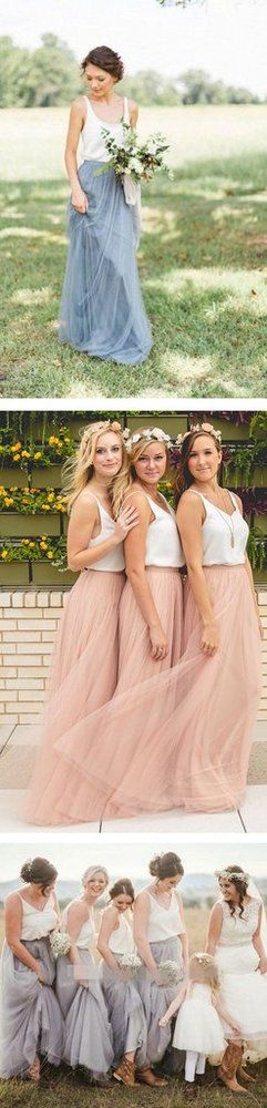 Popular Cheap Low Back Spaghetti Straps Scoop Neck bridesmaid dresses, White Blush Pink Tulle Long Bridesmaid Dresses Popular Cheap Low Back Spaghetti Straps Scoop Neck bridesmaid dresses, White Blush Pink Tulle Long Bridesmaid Dresses