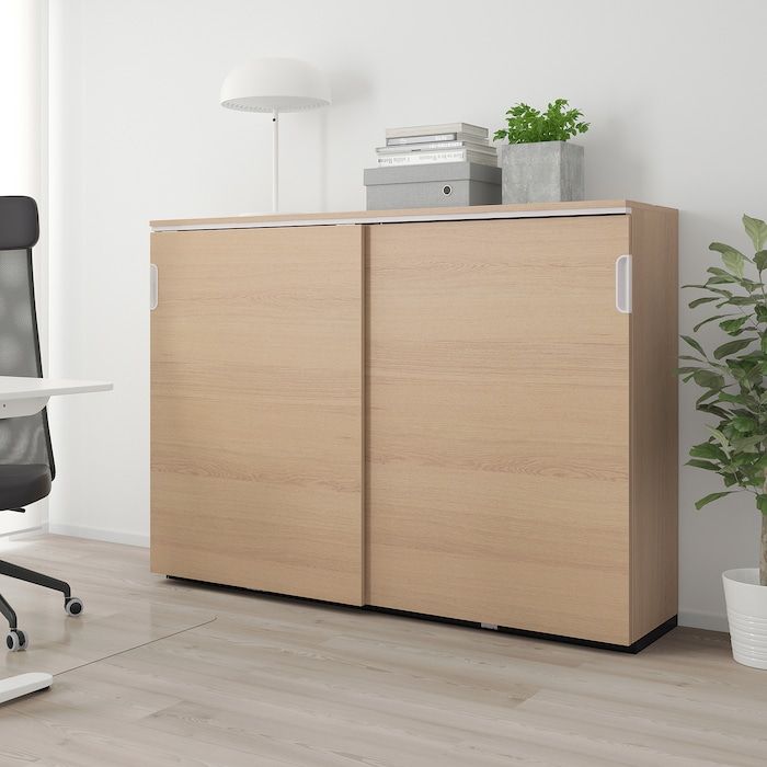 Galant Cabinet With Sliding Doors White Stained Oak Veneer 63x471 4 Gabinetes De Almacenamiento Espacio En El Armario Armarios Galant Cabinet With Sliding Doors, Galant Cabinet With Sliding Doors Black Brown