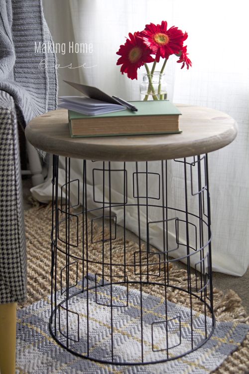Diy Accent Table From A Wire Laundry Basket Furniture How To Diy Accent Table From A Wire Laundry Basket Furniture How To Pinterest Home Decor And