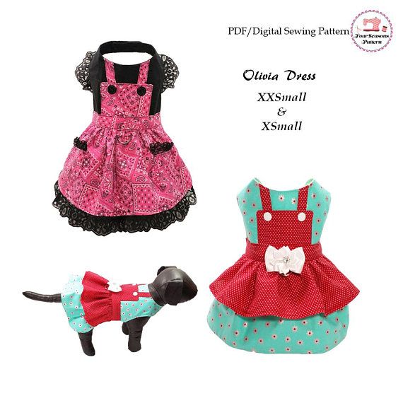 Olivia Dog Dress Pattern Xxsmall Xsmall Dog Clothes Sewing