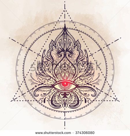 All seeing eye ornate composition. Hand drawn vintage style design element. Alch...