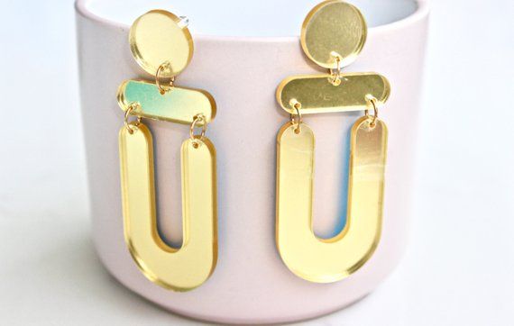gold statement earrings spring blooms bridal luxury twisted metal style geometric organic earrings #8