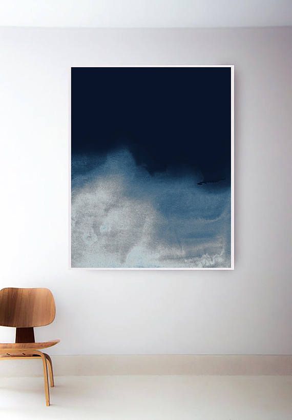 printable navy wave print dark blue abstract prints blue wall art