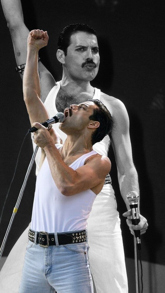 Rami Malek as Freddie Mercury in "Bohemian Rhapsody". Saw