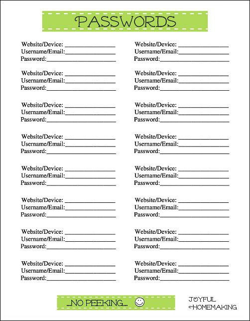 password keeper template