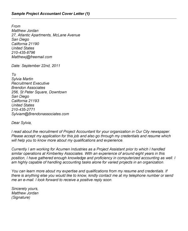 project accountant cover letter job cover letter cover junior accountant cover letter