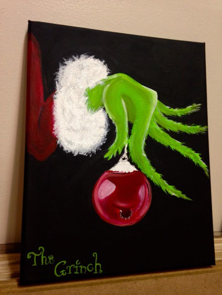 The Grinch | Christmas paintings, Grinch decorations, Christmas canvas