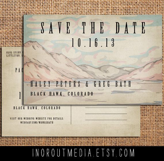 rustic save the dates postcards