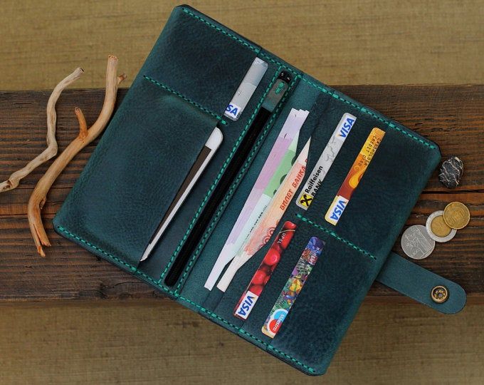 Two Color Leather Bi Fold 1 Etsy Deri Cuzdan Canta Cuzdan