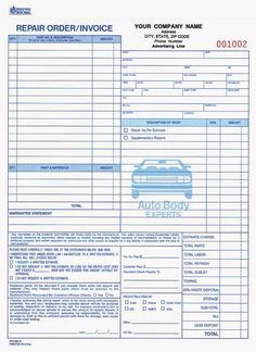 4 part auto body repair order invoice carbonless auto body shop receipt templates