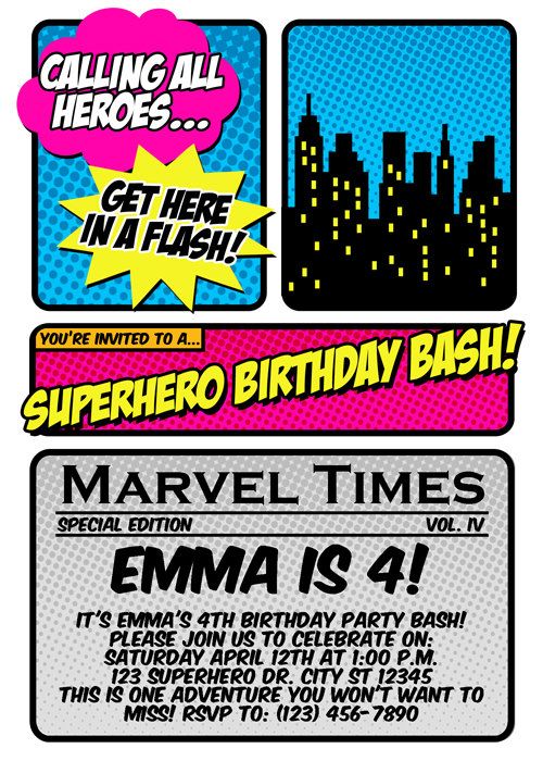 superhero party invites