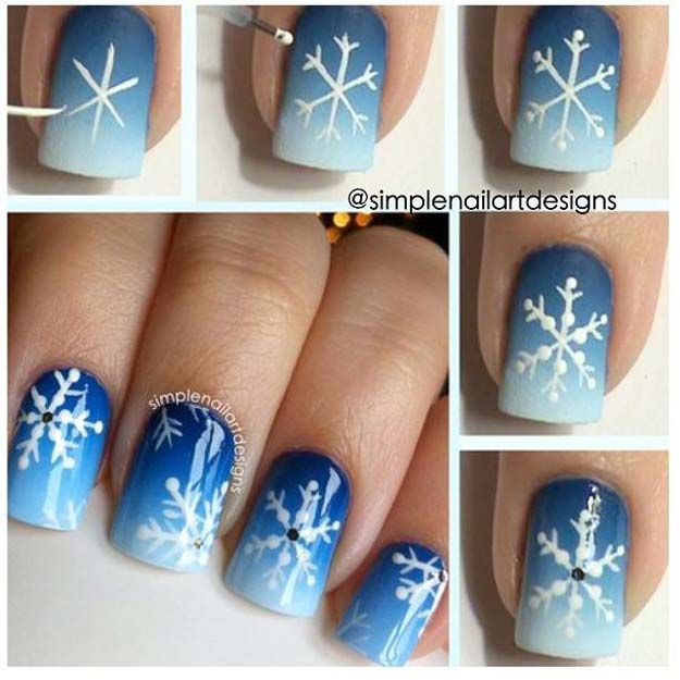 Cool DIY Nail Art Designs und Muster für Weihnachten und Feiertage – DIY Snowfl…