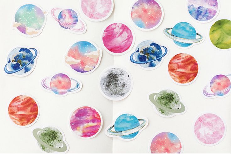 Universe Diary Stickers Galaxy Journalling Stickers Moon Saturn Deco Stickers Planet Crafting Stickers Pastel Space Planets Stickers