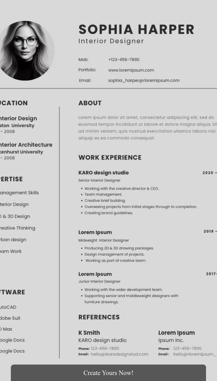 Engaging Interior Design CV Templates - 07d509c73525fa810de616237c120f02