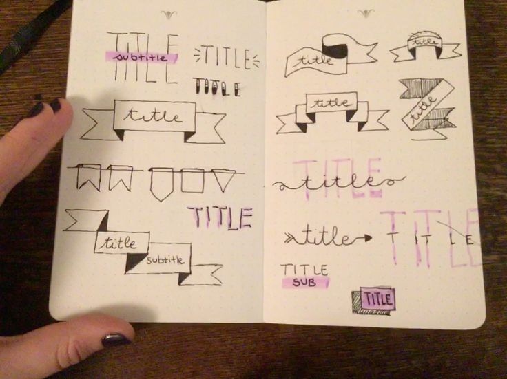 Here are several ways to write a title in a bujo. Cute