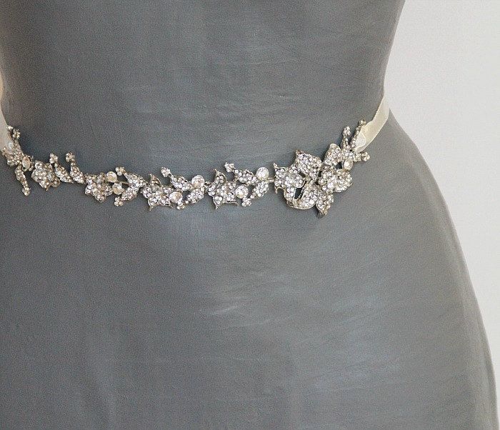 209 Best Sashes Love It Images On Pinterest Bridal Sash Wedding Fl Dress Belt Narrow Antique Silver Rhinestone