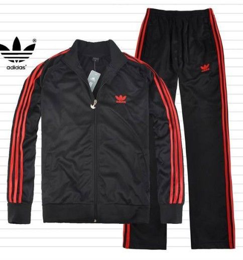 adidas sweat suits men | adidas Mens Originals Track Suit Black Red ...