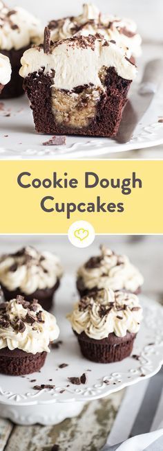 Das Geheimnis liegt im Inneren: Schoko-Cupcakes mit Cookie Dough Füllung