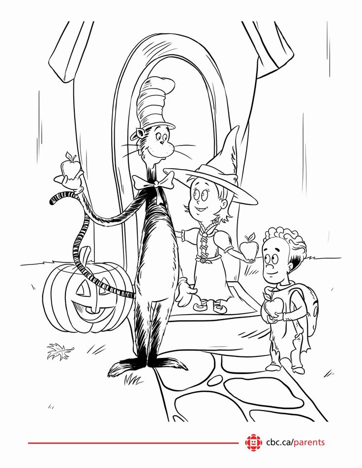 Download 28 Cat In the Hat Coloring Page in 2020 | Dr seuss coloring pages, Cartoon coloring pages ...