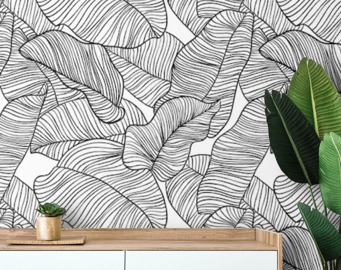 Herringbone Wallpaper Removable Or Traditional Watercolor Etsy Stick On Wallpaper Palm Leaf Wallpaper Peel And Stick Wallpaper