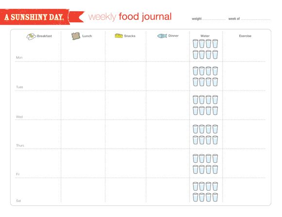 25 best Printable Food Logs images on Pinterest Fitness journal