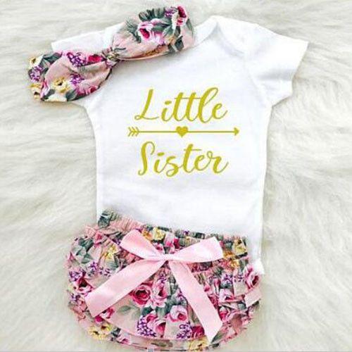 Newborn Baby Girls Romper Tops Jumpsuit Tutu Pants Headband Outfits Clothes Set