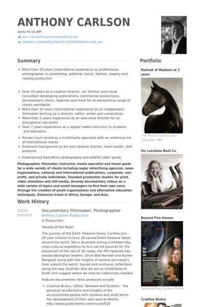 photographer resume samples