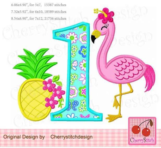 Flamingo Machine Embroidery Design Pink Flamingo Embroidery Pattern Exotic Green Leaves Embroidery Design Palm Leaf Embroidery Design