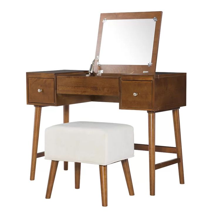 Allmodern Makayla Vanity Set With Mirror Reviews Wayfair Allmodern Makayla Vanity Set With, Vanity Table Allmodern