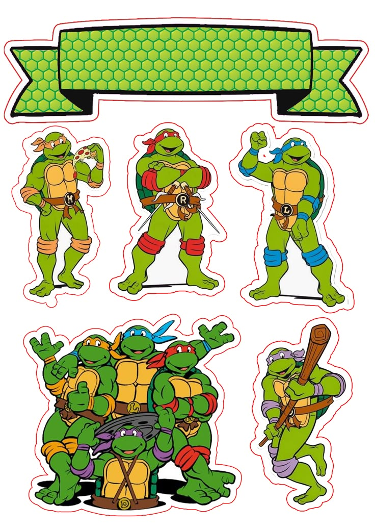 the teenage mutant stickers are on display