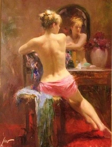 nude fine art mirror naked photo normal girl