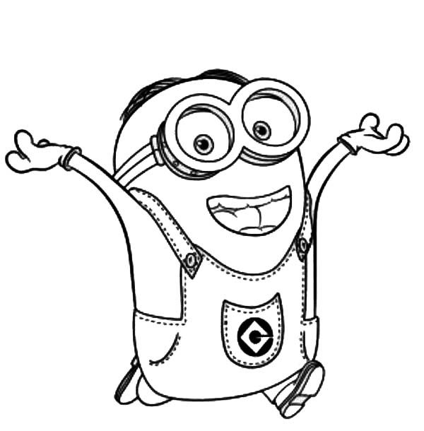 Dave The Minion Is Happy Coloring Pages Printable And Book To Print For Free Find More Online Kids Adults Of