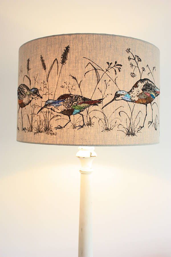 Wading Birds Lampshade Decorate Rustic Lamp Shades Wood Design Rustic Lamp Shades, Bird Patterned Lamp Shades