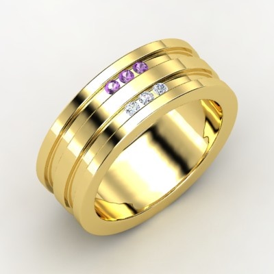 Diamond Men S Ring With Two Amethysts Diamond Men S Ring With Two Amethysts