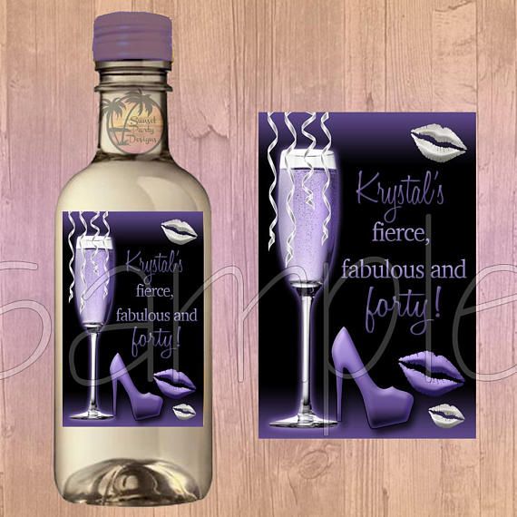 Mini Wine Bottle Labels 40th Birthday Fierce Fabulous Forty DIGITAL Mini Wine Bottle Labels 40th Birthday Fierce Fabulous Forty DIGITAL