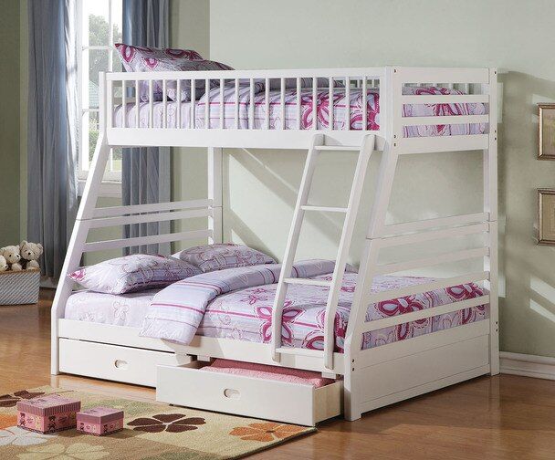 79 X 57 X 65 White Pine Wood Bunk Bed White Bunk Beds Bunk Beds With Storage Bed Storage Drawers