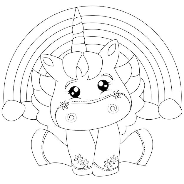 Premium Vector  Unicorn coloring page for kids