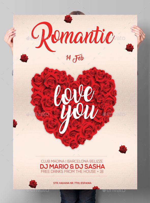1091 best valentines flyer template images on pinterest flyer romantic flyer psd