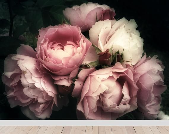 DARK VASE OF PINK /& YELLOW ROSES FLOWERS FLORAL PAINTING ART REAL CANVAS PRINT