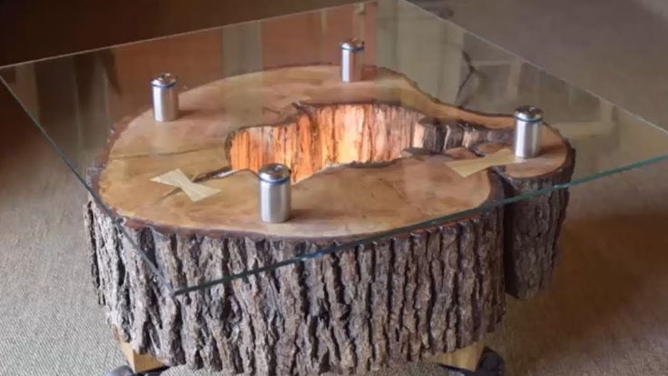 Tree Stump Table with Glass Top - Woodworking Ideas DIY - YouTube