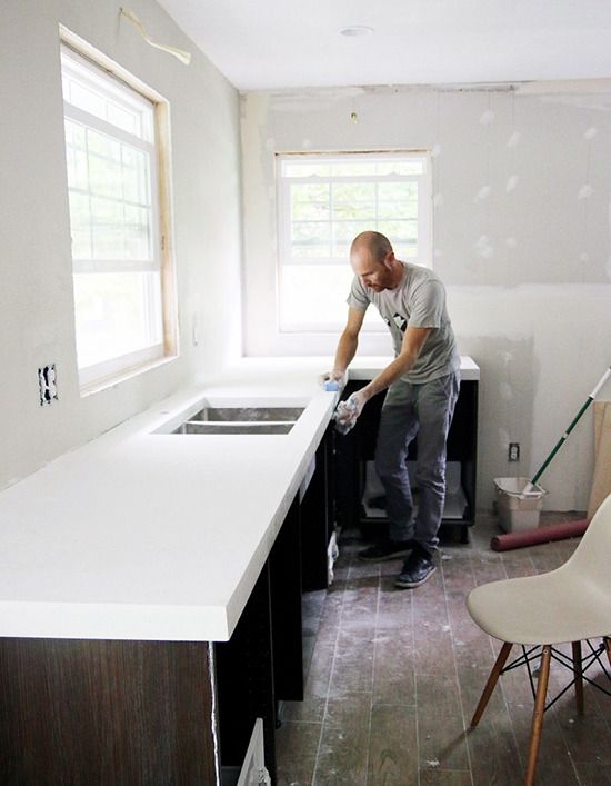 How To: Modern White Concrete Countertops