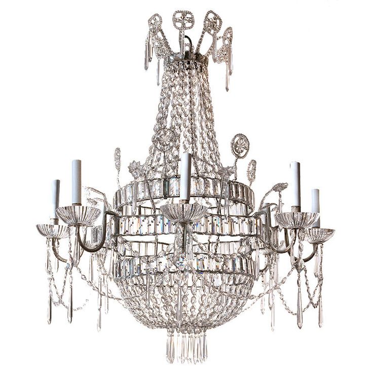 Directorie Style Crystal And Glass Basket Shaped Chandelier Directorie Style Crystal And Glass Basket Shaped Chandelier