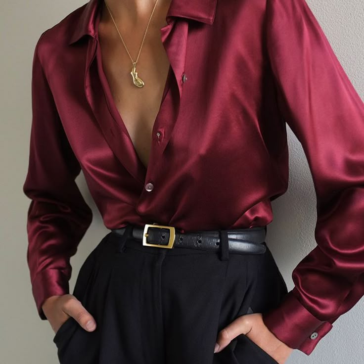 SOLD Vintage Pinot noir 100% pure silk long sleeve blouse, best fits xs-s. Paire…