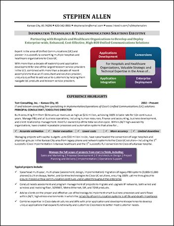 resumes for executives