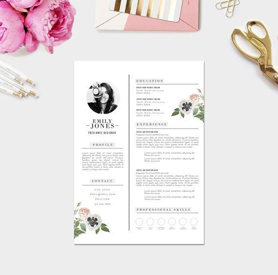 Téléchargement numérique instantané / Word format + PSD / modèle de CV + lettre de motivation, page 3 modèle de curriculum vitae / polices incluses