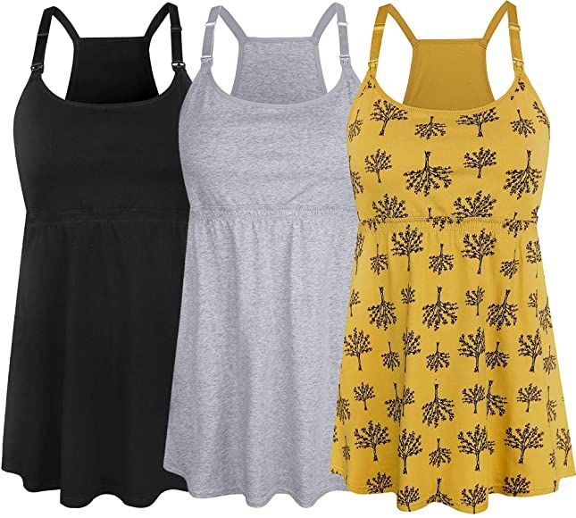 SUIEK Womens Nursing Tank Top Cami Maternity Bra Breastfeeding Clothes