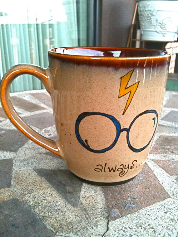 The Original Always Mug Small Antique Brown Harry Potter The Original Always Mug Small Antique Brown Harry Potter Owl Hand Painted With Lightning Bolt And Gles In 2018 Loves Coffee