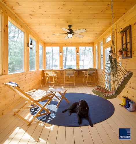 enclosed porch.. would put a day bed instead of the 3 chairs
