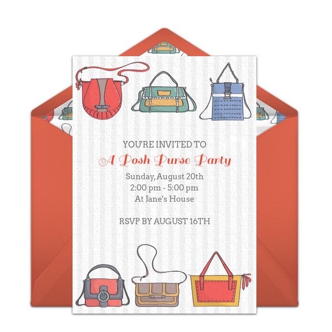 Customizable Purse Party Invitations Customizable Purse Party Invitations